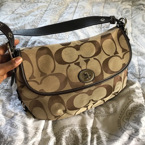 SOLDCOACH Beige/Brown Signature Jacquard Crossbody - Picture 5 of 8